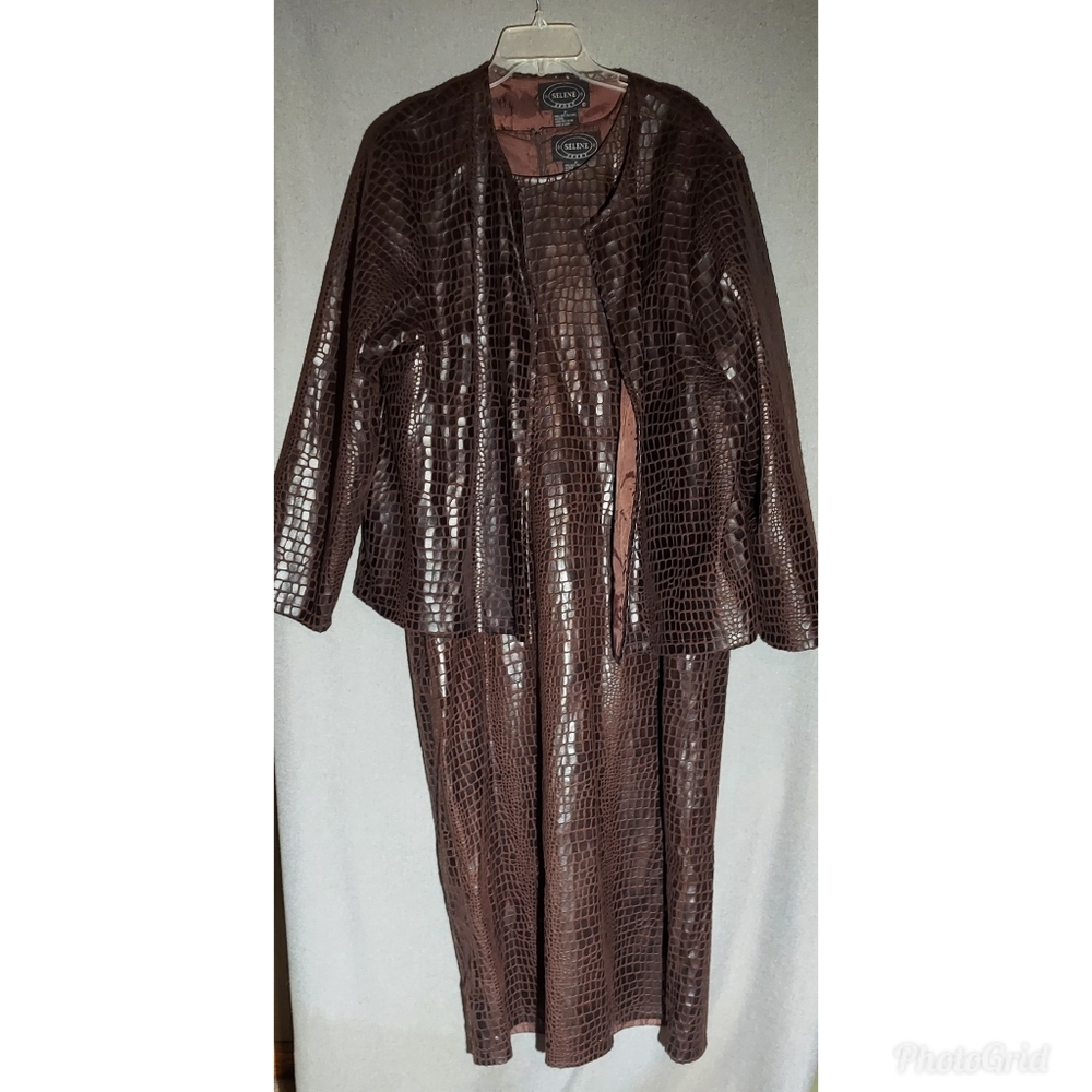 Selene Sport 3 piece sleeveless knee length dress with open jacket sz 2x vegan